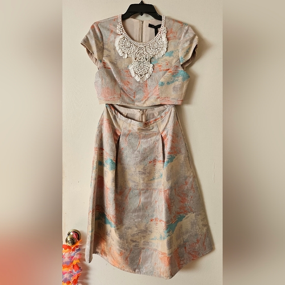 BCBGMAXAZRIA Adna Open-Back Embellished Jacquard Two-Piece Set - Picture 2 of 5